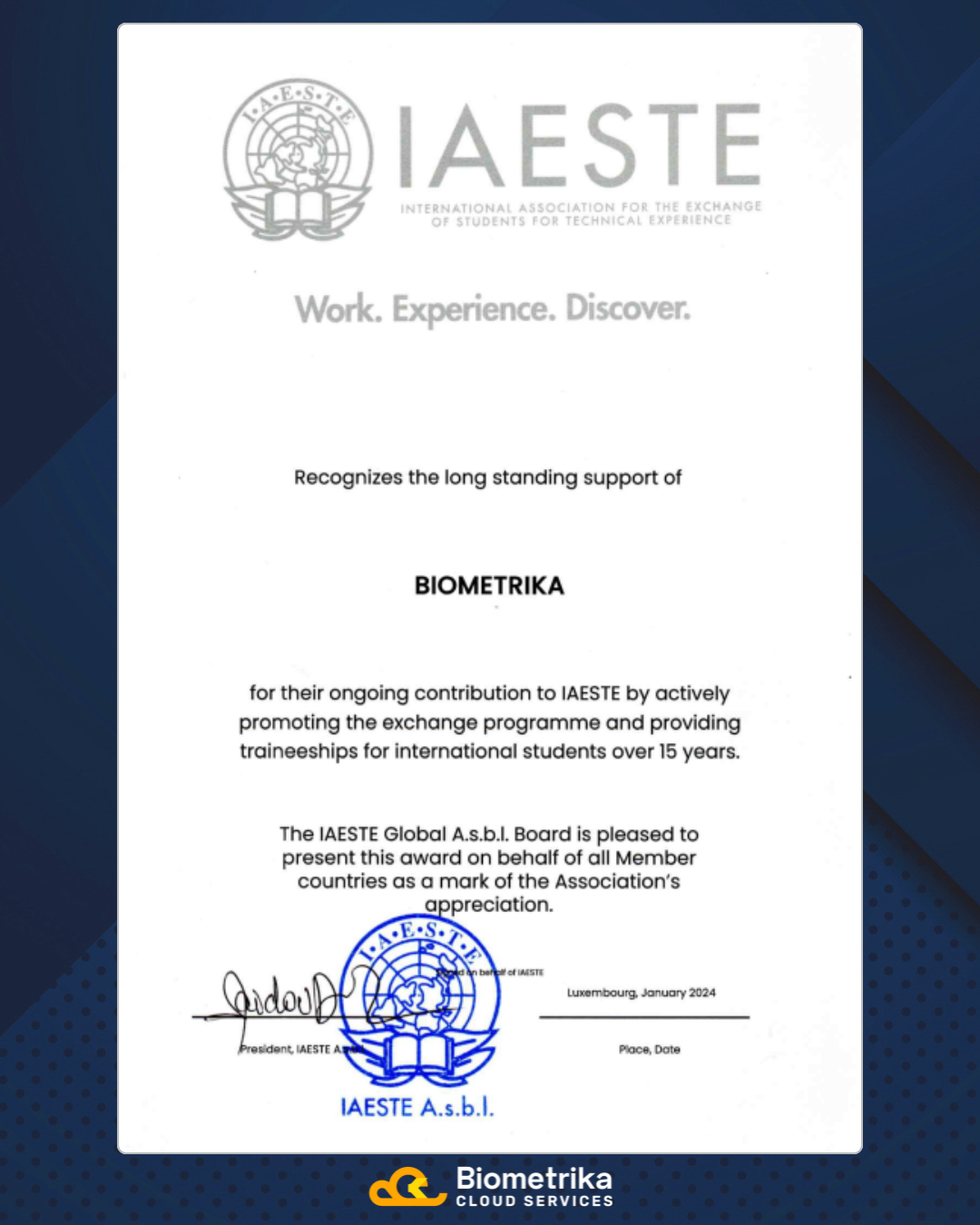 iaeste reconocimiento biometrika